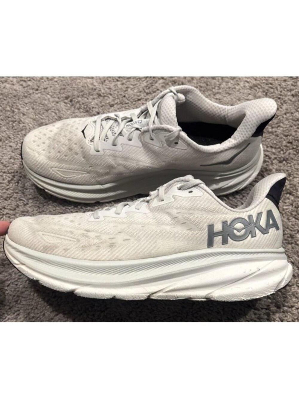 Hoka Clifton 9 Mens Running Shoes Nimbus Cloud White 1127895 NCSW Size 12 2E